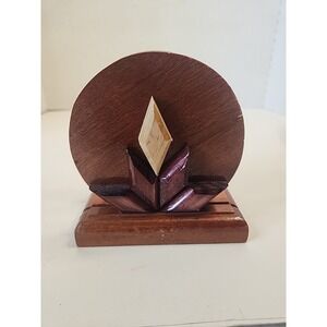 Handcrafted Tri-Colored Intarsia Wooden Napkin Holder  Abstract Floral Design